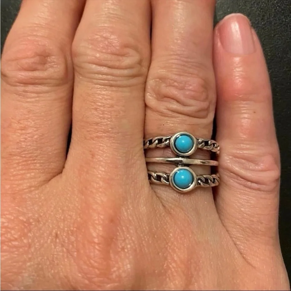 Size 8 Turquoise Rope Ring NEW NEW